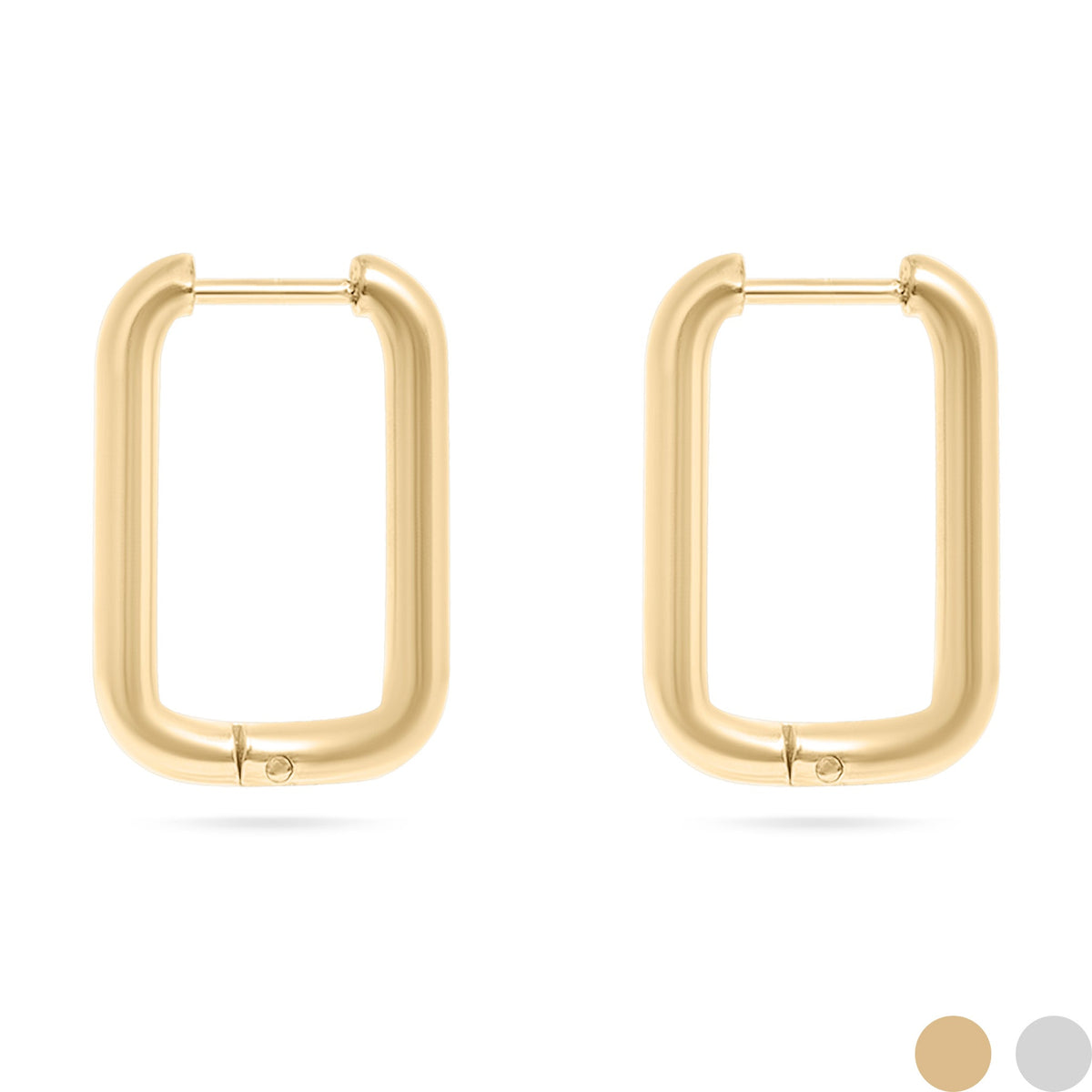 Rounded Rectangle Huggie Earrings
