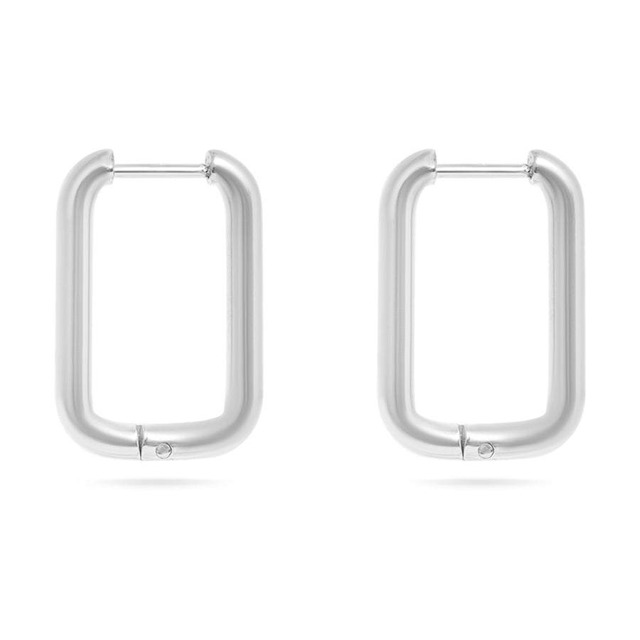 Rounded Rectangle Huggie Earrings