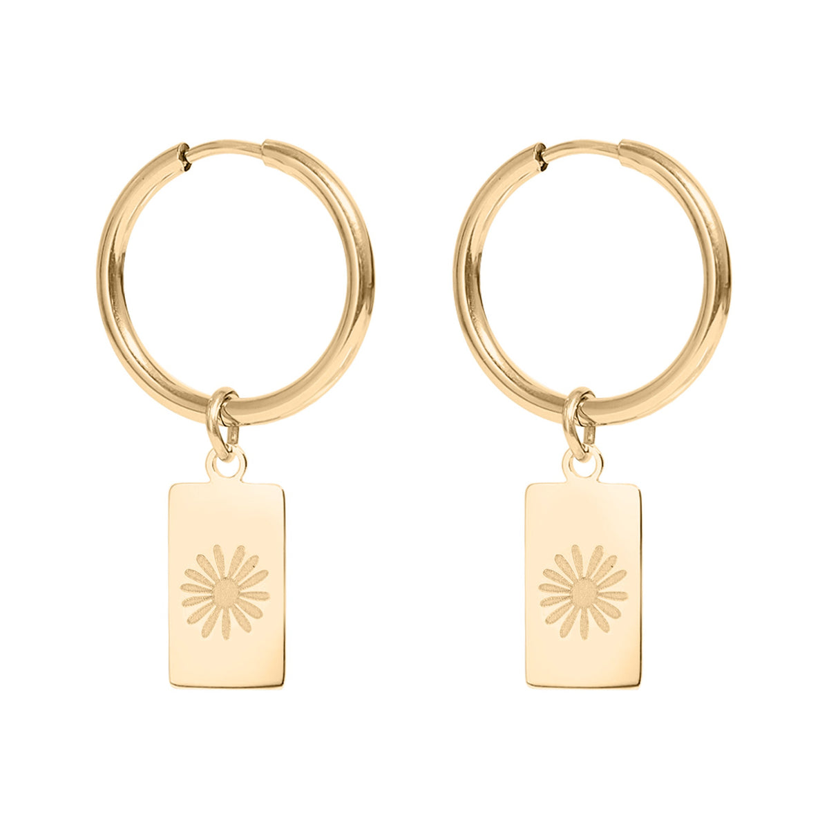 Flower Pendant Hoop Earrings