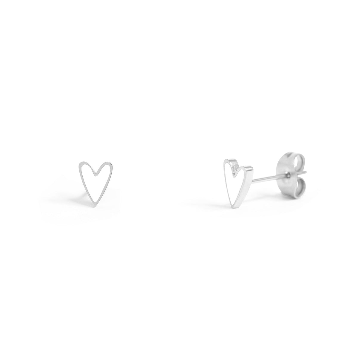 White — Stainless enamel heart stud earrings