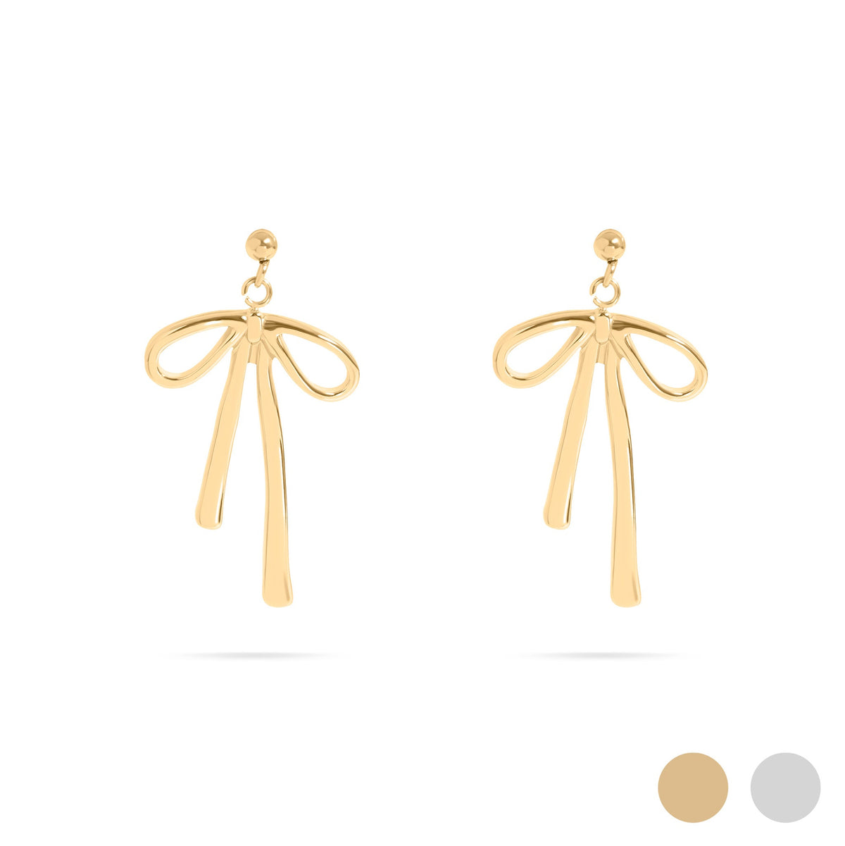 Stainless Steel Ribbon Bow Earrings