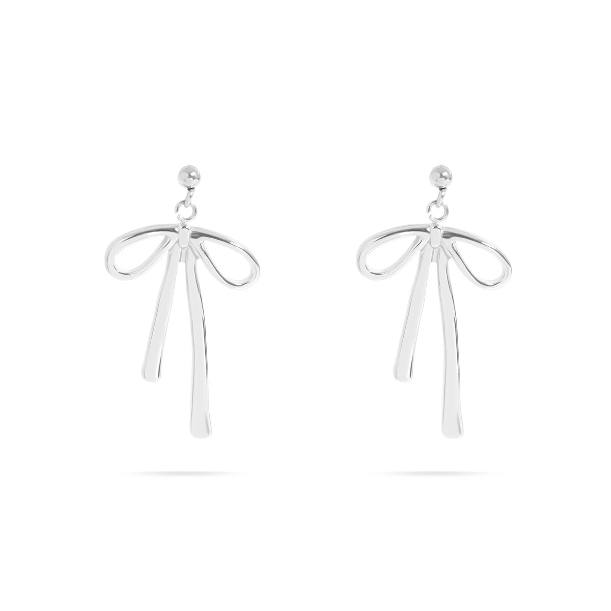 Stainless Steel Ribbon Bow Earrings