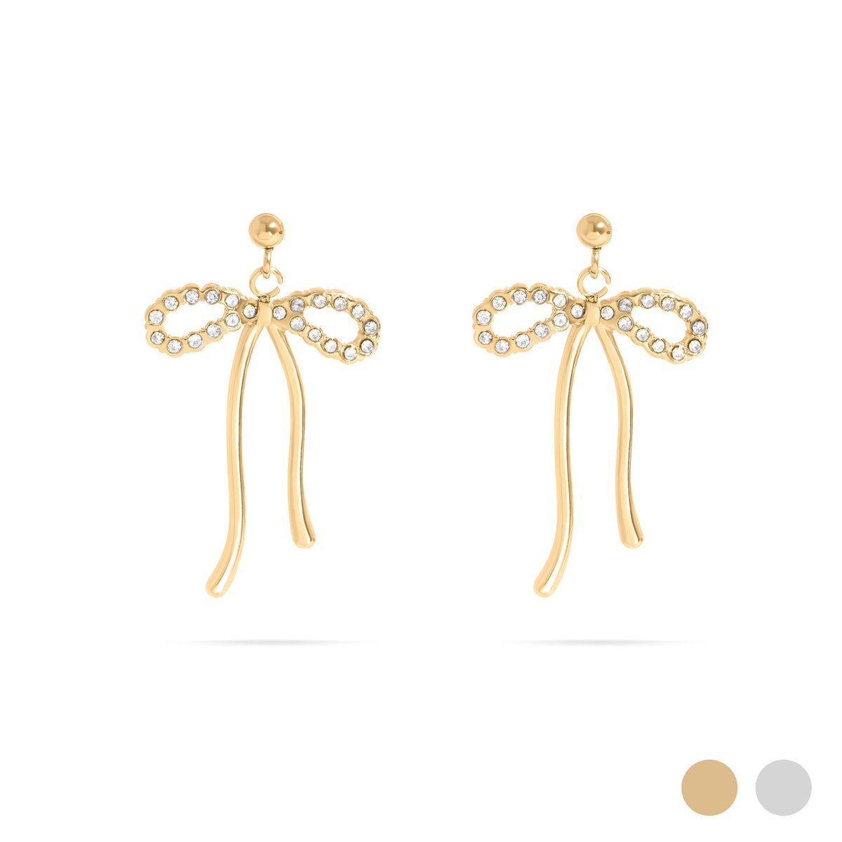 Ribbon Bow Stone Earrings