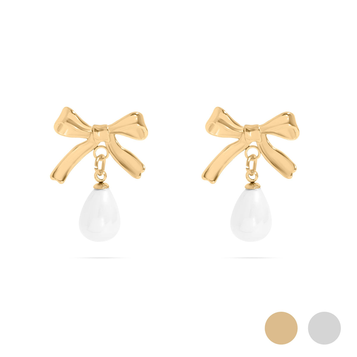 Ribbon Bow Freshwater Pearl Earrings