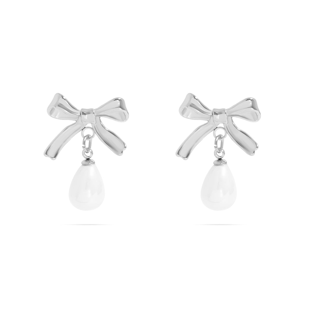 Ribbon Bow Freshwater Pearl Earrings
