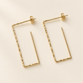 14K gold open rectangle earrings