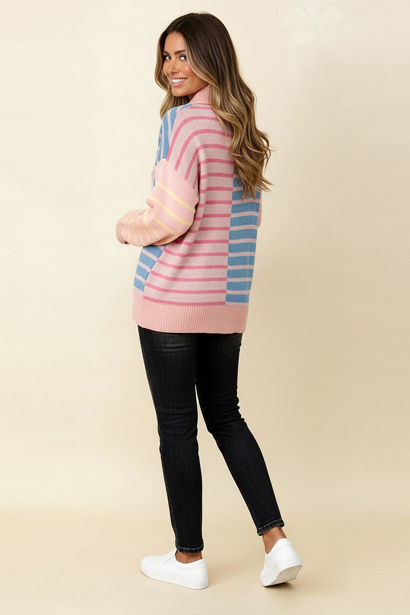 Oversized striped sweater knit detail