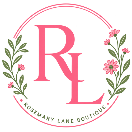 Rosemary Lane Boutique — pink RL monogram with floral wreath